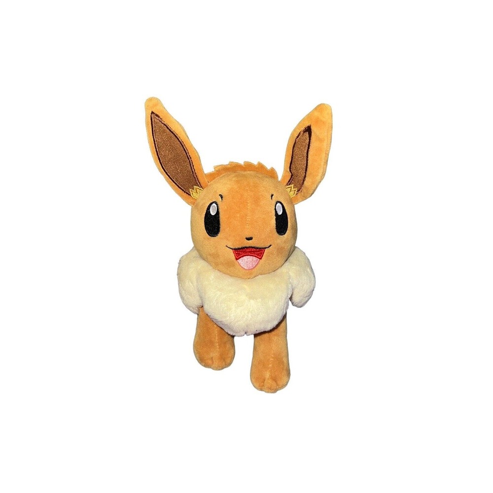 Eevee Pokemon 2022 Stuffed Plush 8” Brown Ears,Embroidered Features,W/ Tush Tags